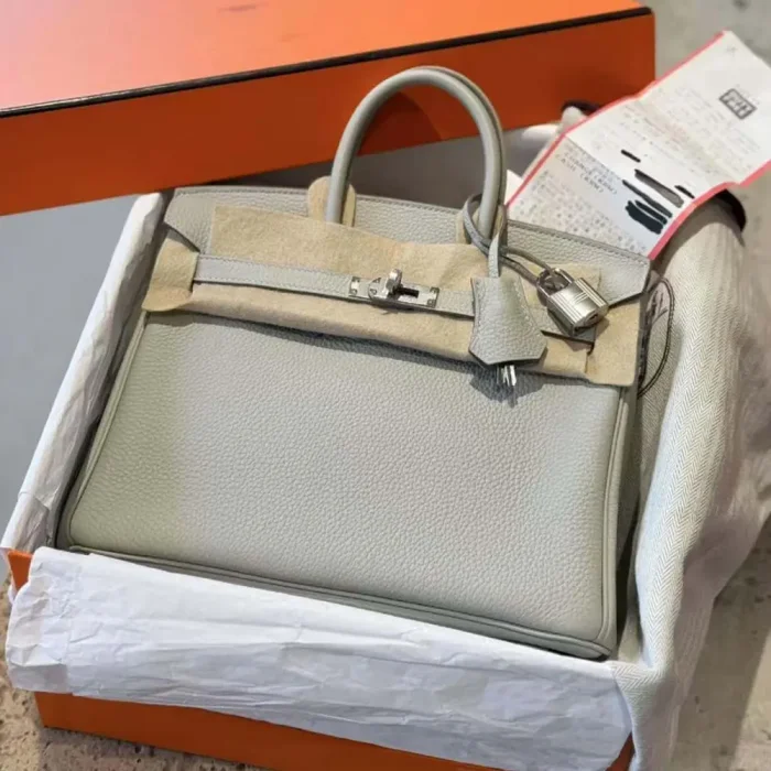 Hermes Birkin 25 Bag in Epsom Leather with Silver Hardware-Bleu Glacier