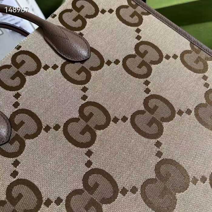 Gucci Unisex Tote Bag Jumbo GG Camel Ebony Jumbo GG Canvas