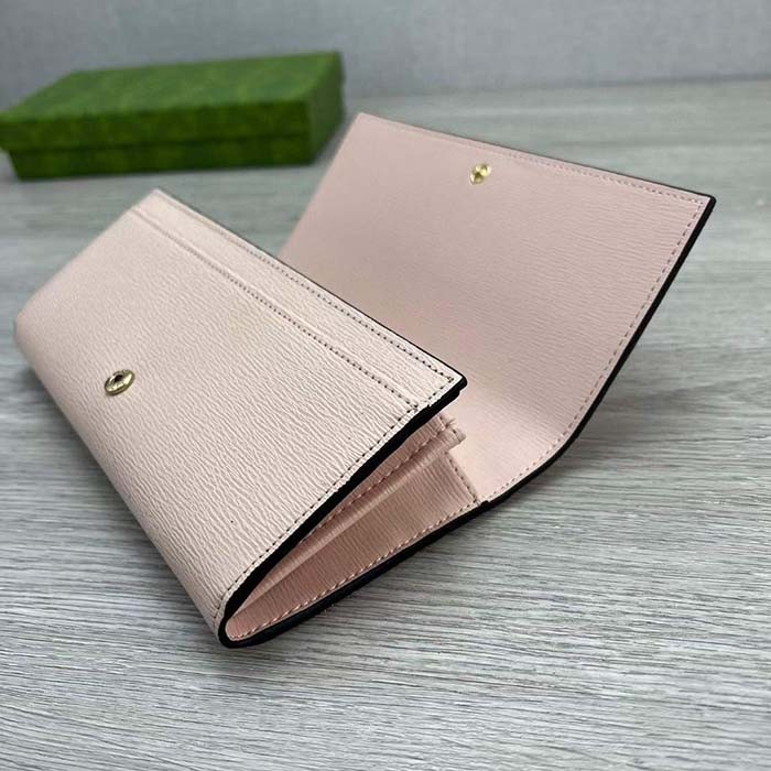 Gucci Unisex GG Continental Wallet Gucci Script Beige Leather Taffeta