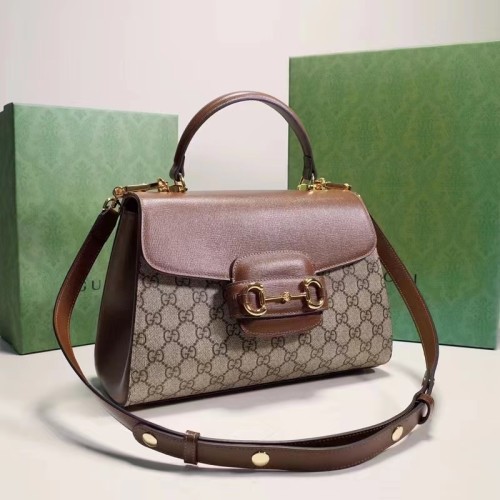 Gucci GG Women Gucci Horsebit 1955 Medium Bag Beige Ebony GG Supreme Canvas