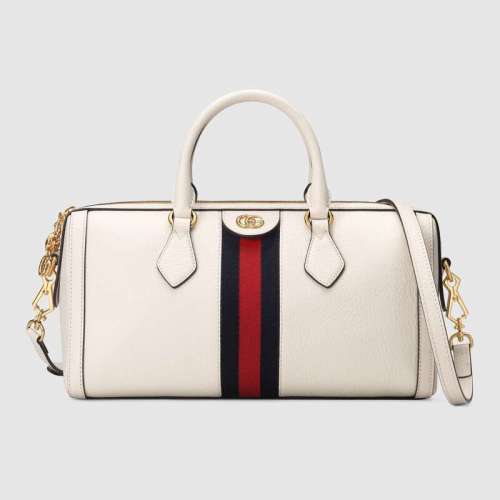 Gucci GG Women Ophidia Medium Top Handle Bag in White Leather