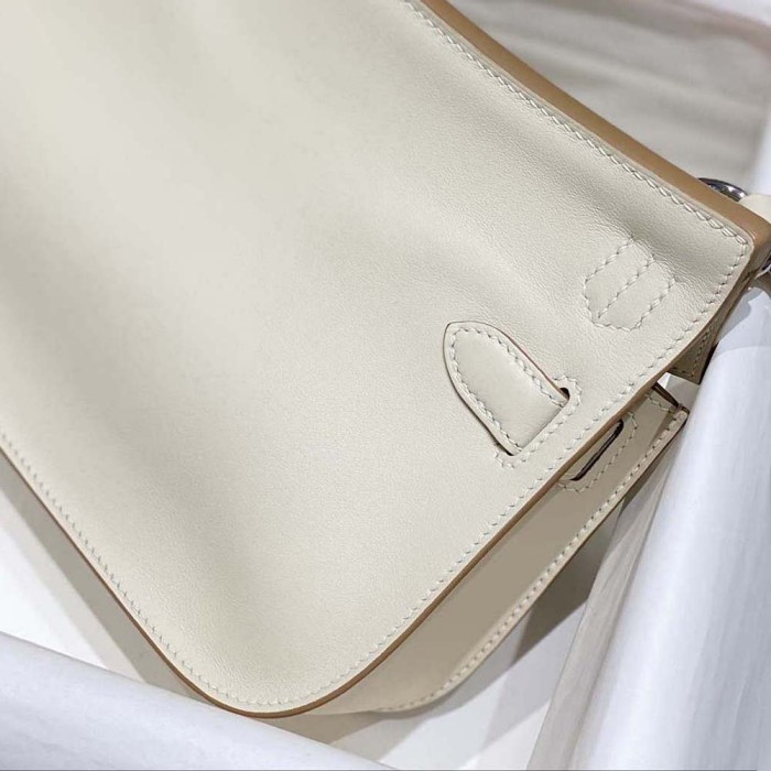 Hermes Women Jyspiere in Evercolor Leather-White/Silver