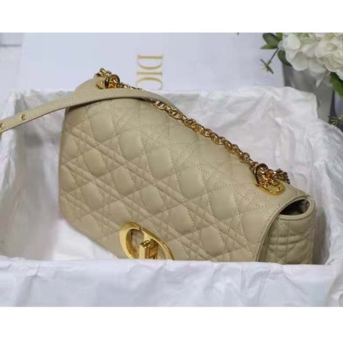 Dior Women CD Large Dior Caro Bag Beige Supple Cannage Calfskin