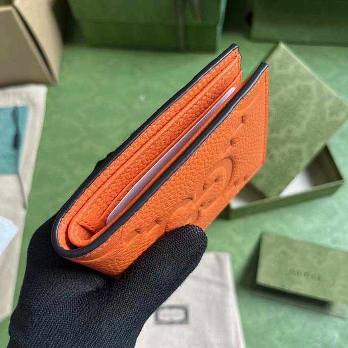 Gucci Unisex Jumbo GG Wallet Orange Leather Moiré Lining