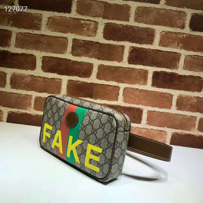 Gucci Unisex 'Fake/Not' Print Cosmetic Case GG Supreme Canvas