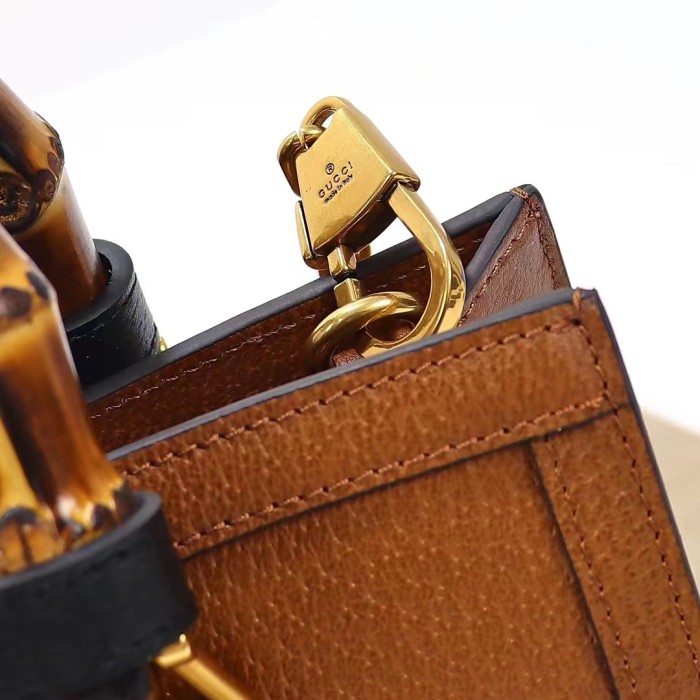 Gucci Women GG Diana Small Shoulder Bag Brown Leather Double G