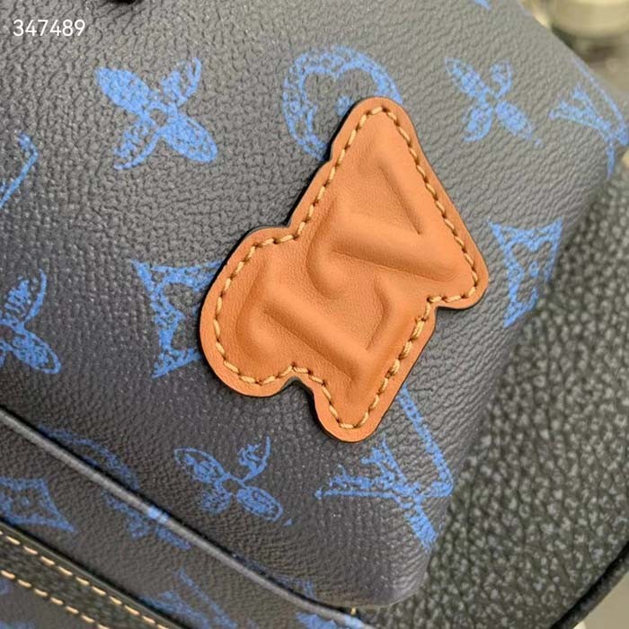 Louis Vuitton LV Unisex Christopher MM Backpack Blue Monogram Coated Canvas