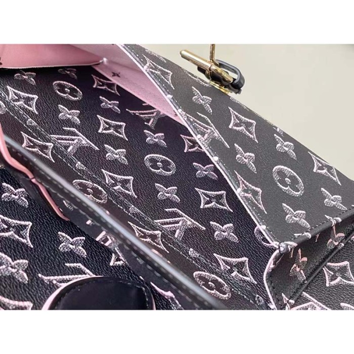 Louis Vuitton LV Unisex Onthego MM Tote Black Monogram Coated Canvas