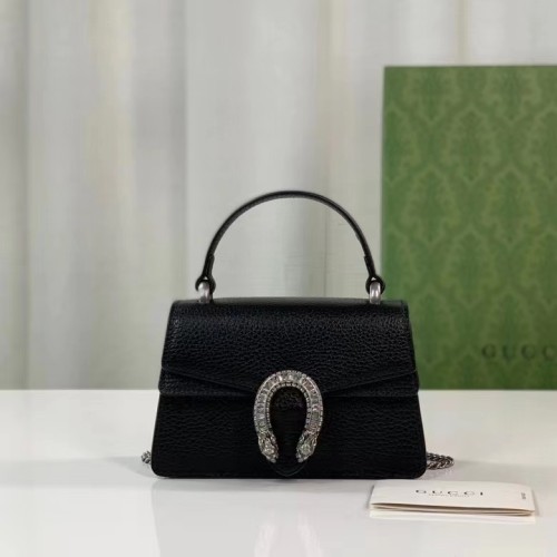 Gucci GG Women Dionysus Mini Top Handle Bag Black Crystal Hardware Tiger Head Closure