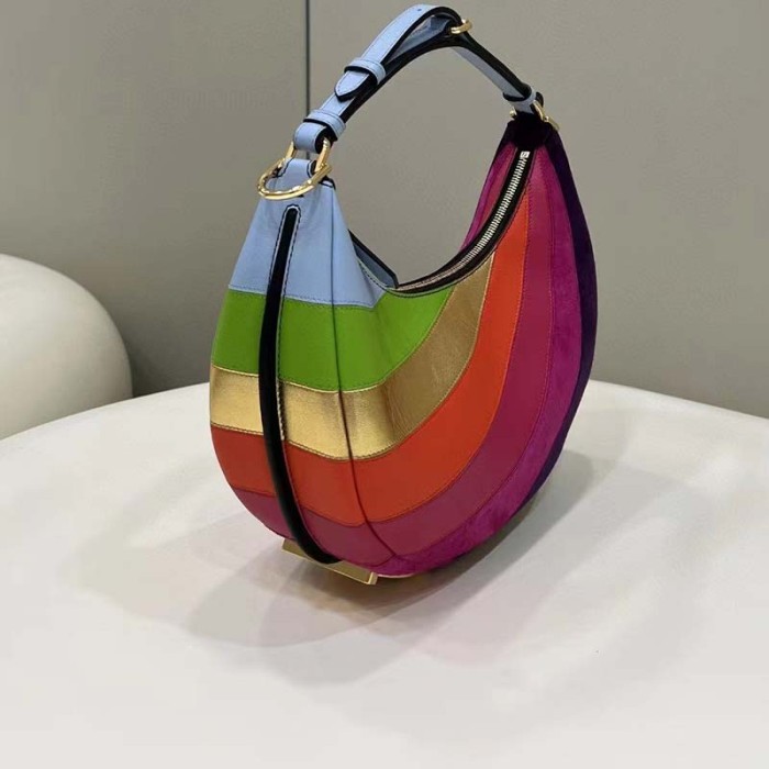 Fendi Women FF Fendigraphy Small Leather Bag Multicolor Inlay