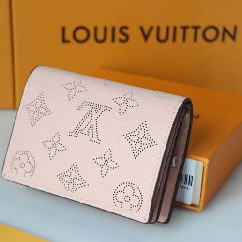 Louis Vuitton LV Unisex Cléa Wallet Magnolia Pink Mahina Perforated Calf Leather