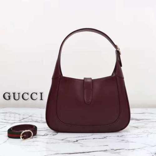 Gucci Women GG Jackie Small Shoulder Bag Rosso Ancora Leather Hook Closure