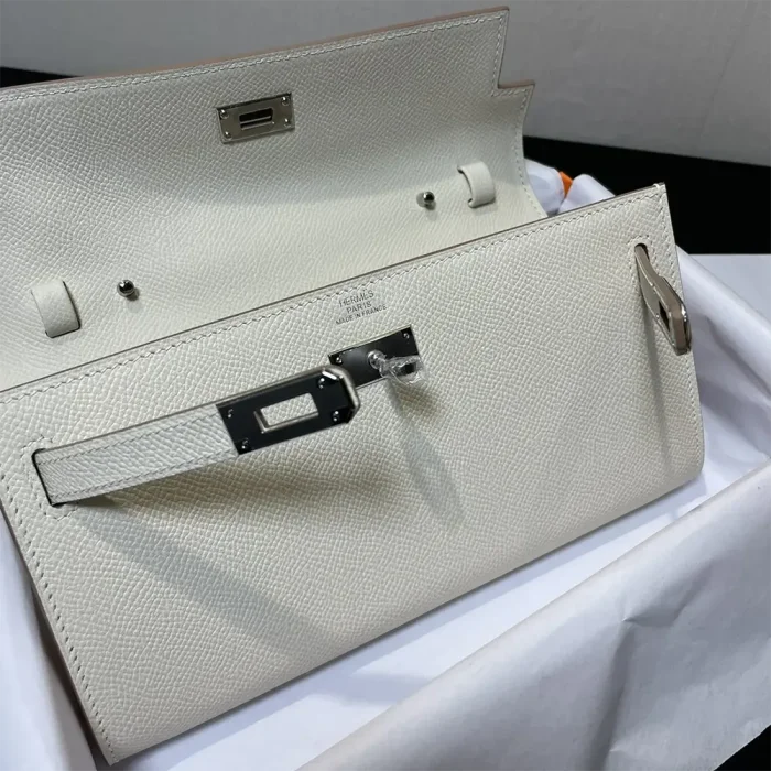 Hermes Women Kelly To Go in Epsom Leather-White/Silver