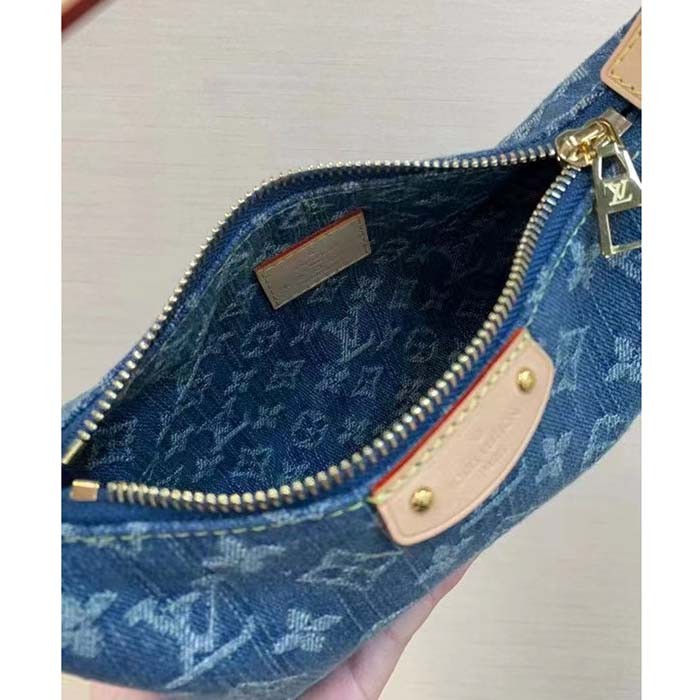 Louis Vuitton LV Unisex Hills Pochette Denim Blue GOTS Certified Cotton Monogram Denim