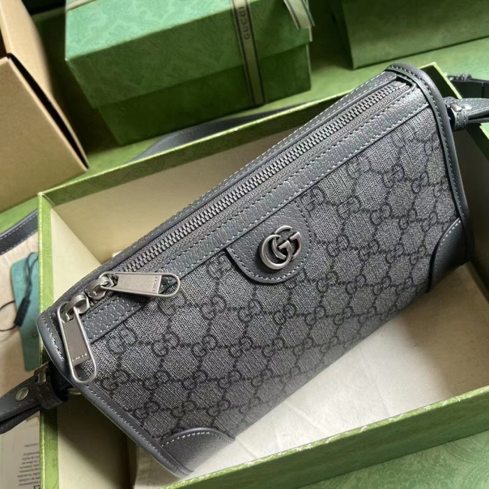 Gucci GG Unisex Ophidia GG Messenger Bag Grey Black GG Supreme Canvas