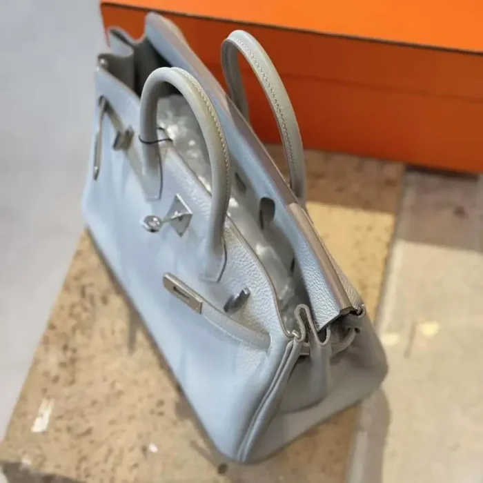 Hermes Birkin 25 Bag in Epsom Leather with Silver Hardware-Bleu Glacier