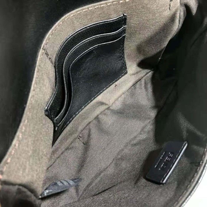 Fendi Women Iconic Mini Baguette Black Leather Bag