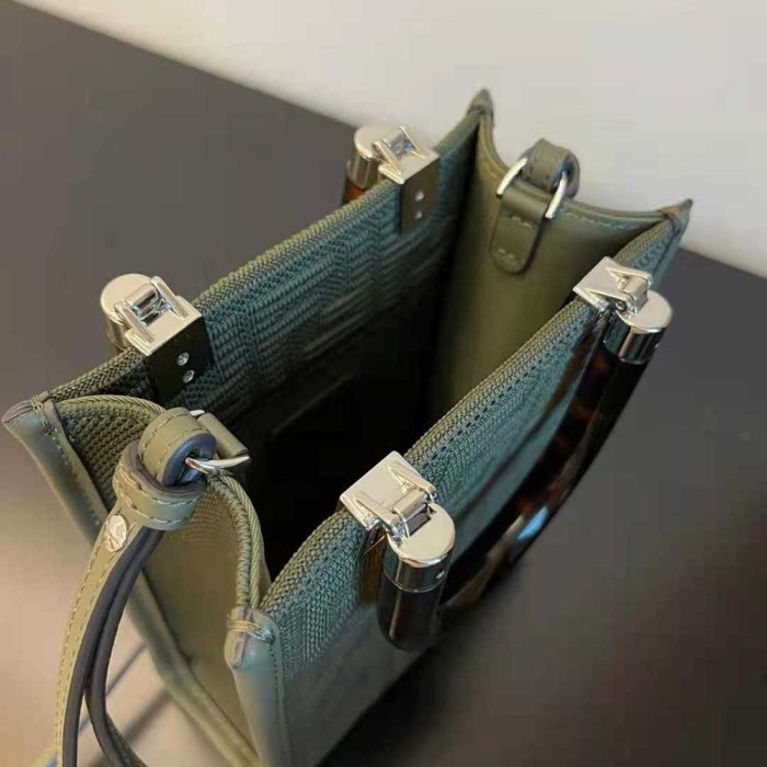 Fendi Women Mini Sunshine Shopper Green FF Fabric Mini-Bag