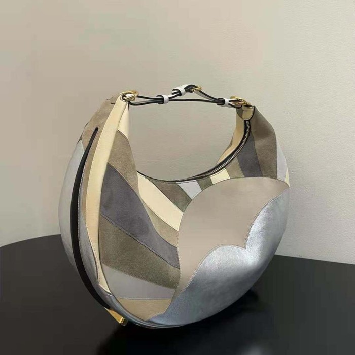 Fendi Women Fendigraphy Medium Leather Bag with Multicolor Inlay