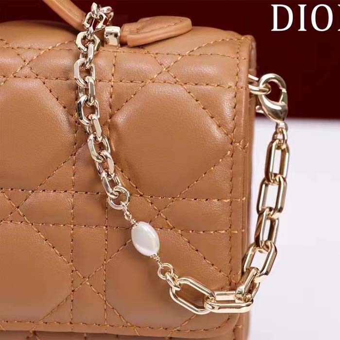 Dior Women CD Miss Dior Mini Bag Medium Tan Cannage Lambskin