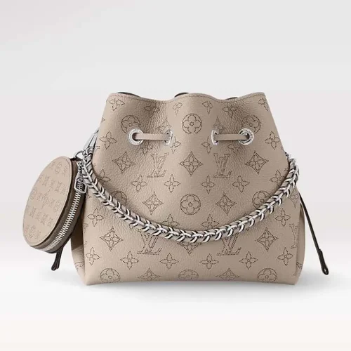 Louis Vuitton LV Women Bella Bucket Bag in Mahina Calfskin Leather-Gray M57201