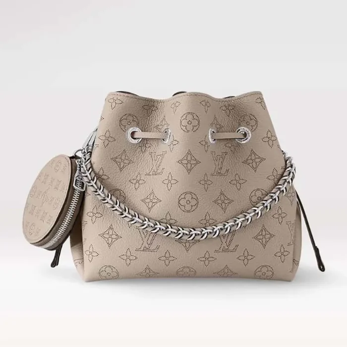 Louis Vuitton LV Women Bella Bucket Bag in Mahina Calfskin Leather-Gray M57201