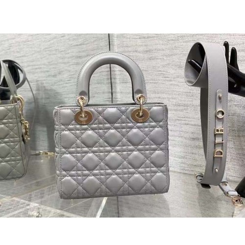 Dior Women CD Small Lady Dior My ABCDior Bag Steel Gray Cannage Lambskin