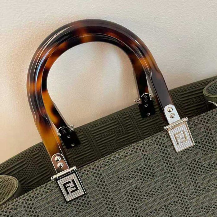 Fendi Women Sunshine Medium FF Fabric Shopper-Green