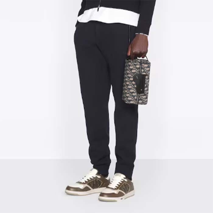 Dior Unisex CD Dior Lingot Toiletry Case Beige Black Oblique Jacquard Grained Calfskin