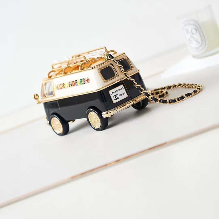 Chanel Women CC Mini Van Minaudiere Plexi Enamel Strass Black