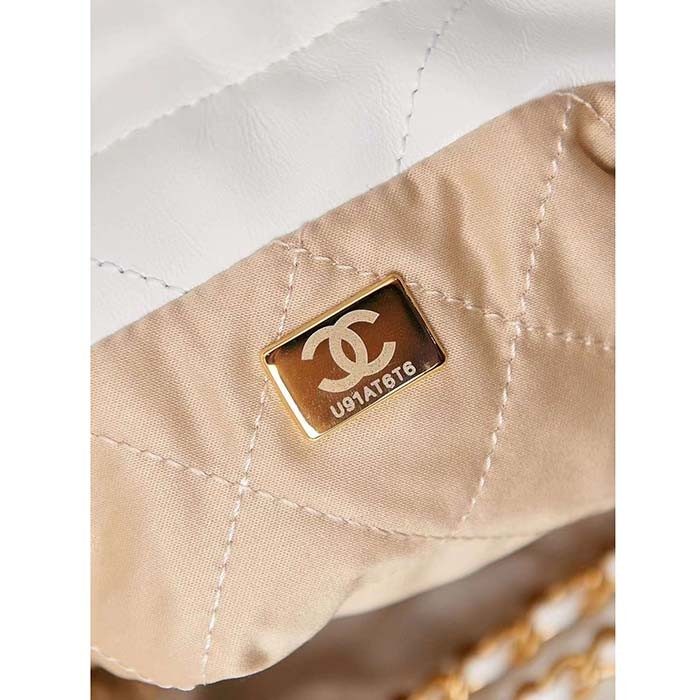 Chanel Women CC 22 Mini Handbag Metallic Shaded Calfskin White Leather
