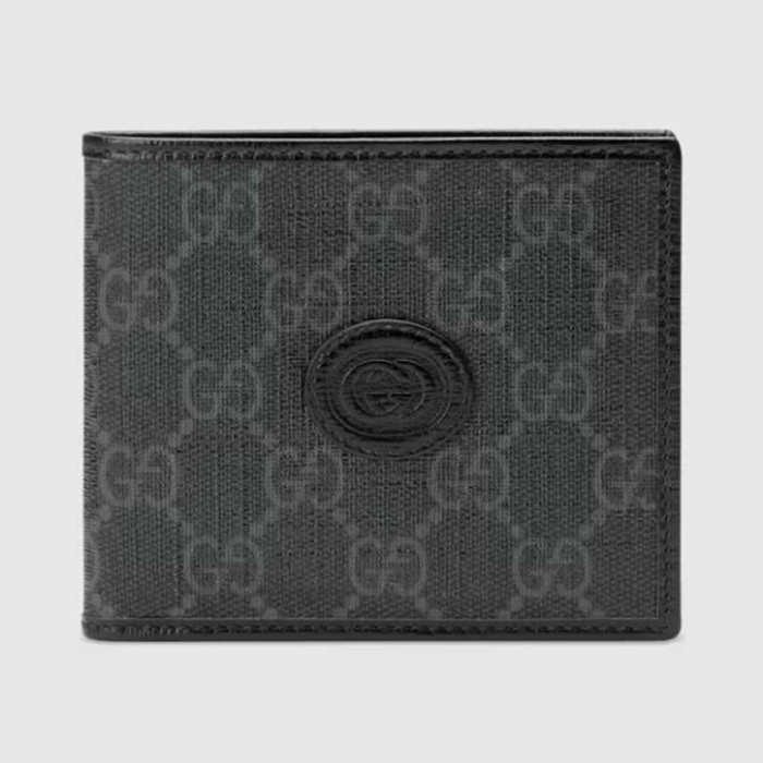 Gucci GG Unisex Wallet Interlocking G Black GG Supreme Canvas