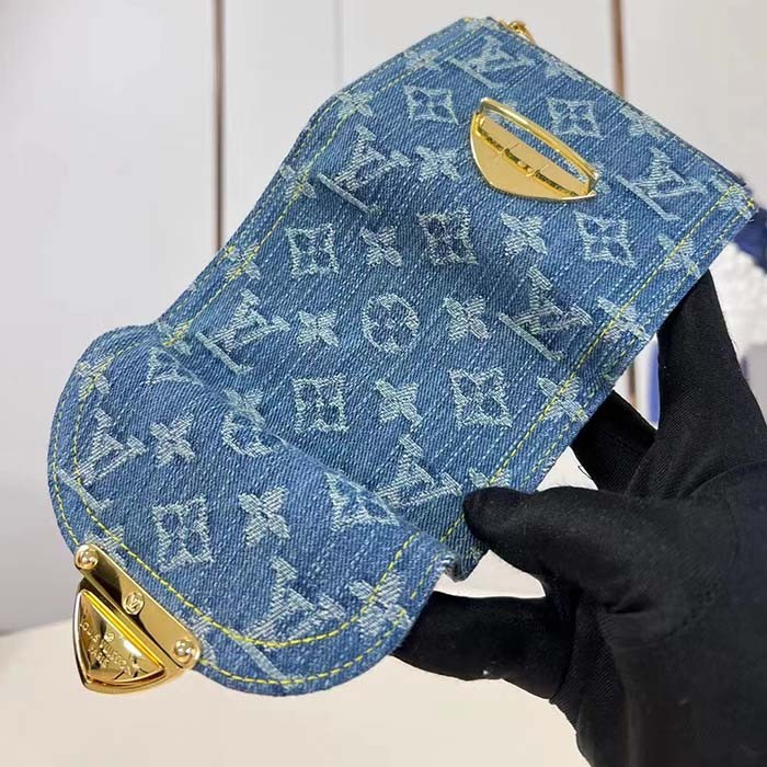 Louis Vuitton LV Unisex Victorine Wallet Denim Blue GOTS Monogram Denim Canvas Natural Cowhide Leather