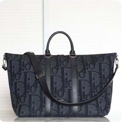 Dior Unisex CD Weekend 40 Bag Black Maxi Dior Oblique Jacquard