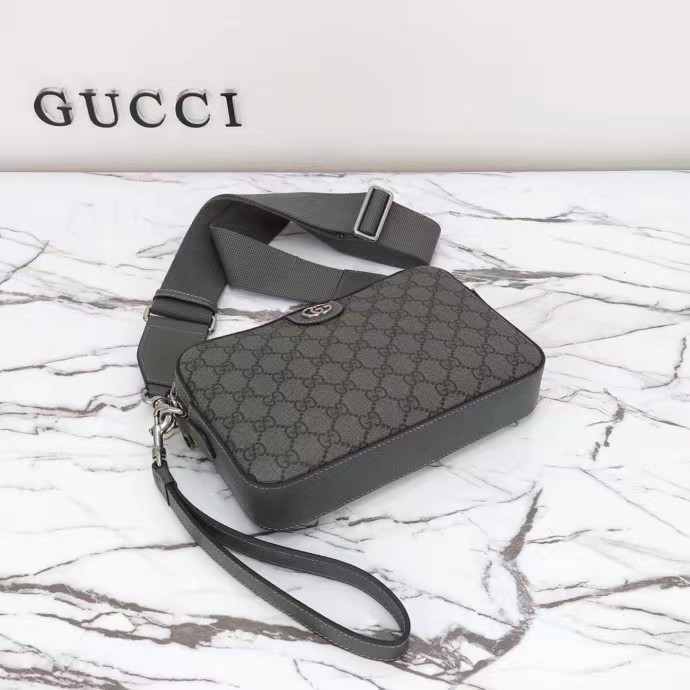 Gucci GG Unisex Ophidia GG Crossbody Bag Grey Black GG Supreme Canvas Double G