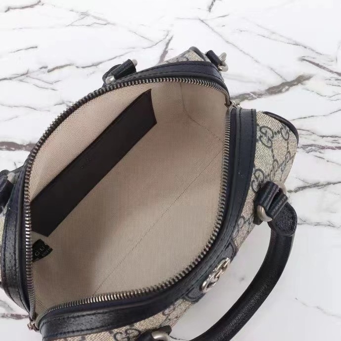 Gucci GG Unisex Ophidia GG Mini Top Handle Bag Beige Blue GG Supreme Canvas Leather