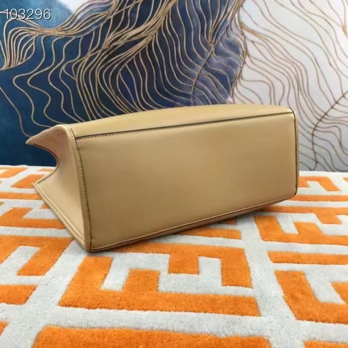 Fendi FF Women Sunshine Medium Beige Leather Elaphe Shopper