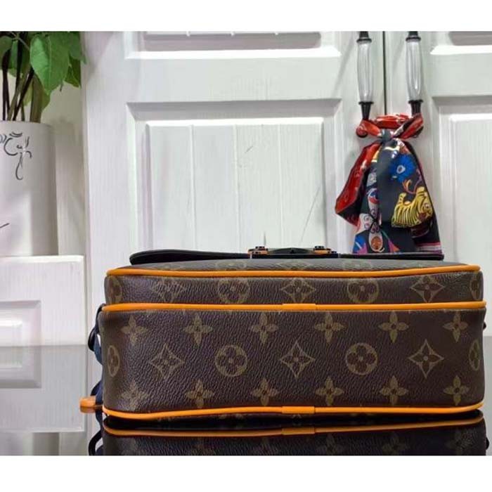 Louis Vuitton LV Unisex S Lock Messenger Radiant Sun Monogram Macassar Coated Canvas M46688