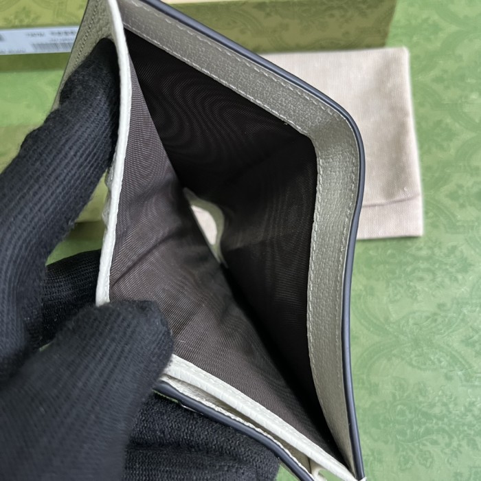 Gucci Unisex Animals Print Card Case Wallet Beige Ebony GG Supreme Canvas