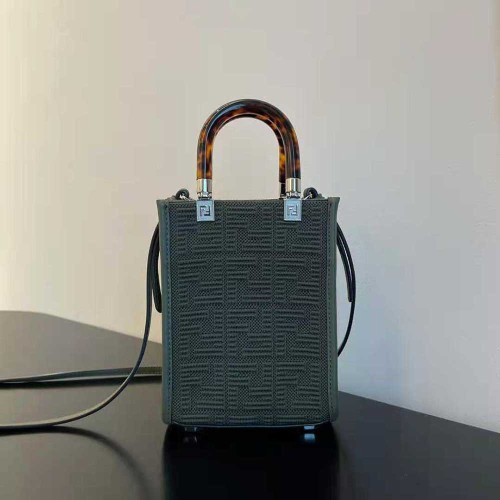 Fendi Women Mini Sunshine Shopper Green FF Fabric Mini-Bag