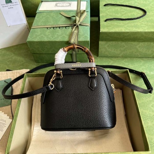 Gucci GG Women Gucci Diana Mini Tote Bag Black Leather Double G