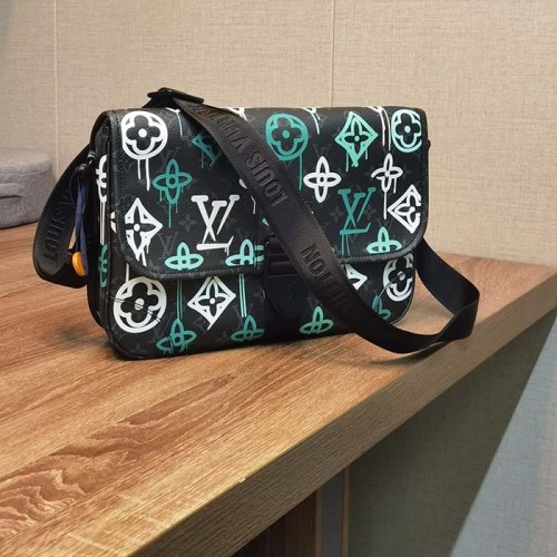 Louis Vuitton LV Women Archy Messenger MM Bag Graffiti Green Monogram Coated Canvas