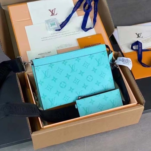 Louis Vuitton LV Unisex Gaston Wearable Wallet Miami Green Coated Canvas Cowhide Leather