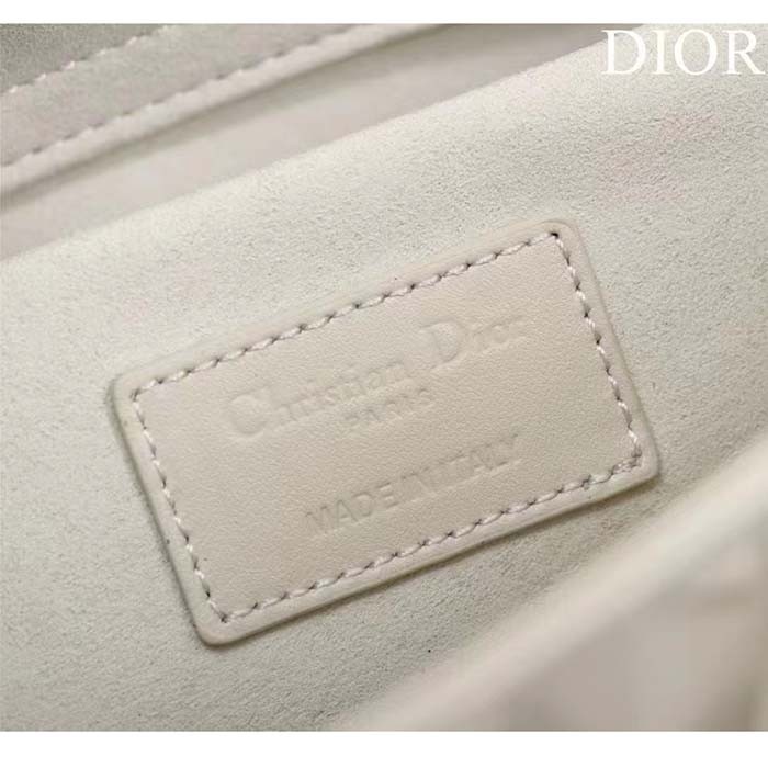 Dior Women CD Medium D-Joy Bag Latte Cannage Calfskin Diamond Motif