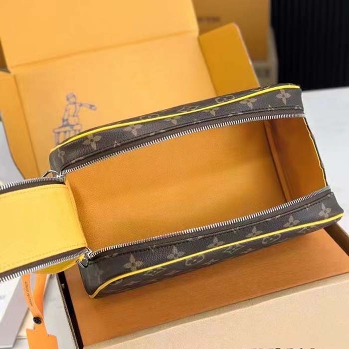 Louis Vuitton LV Unisex Dopp Kit Toilet Pouch Yellow Monogram Macassar Coated Canvas