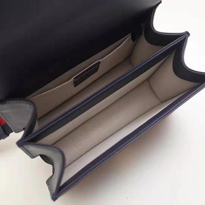 Gucci GG Women Dionysus Medium Top Handle Bag in Blue Gucci Green and Hibiscus Red Leather