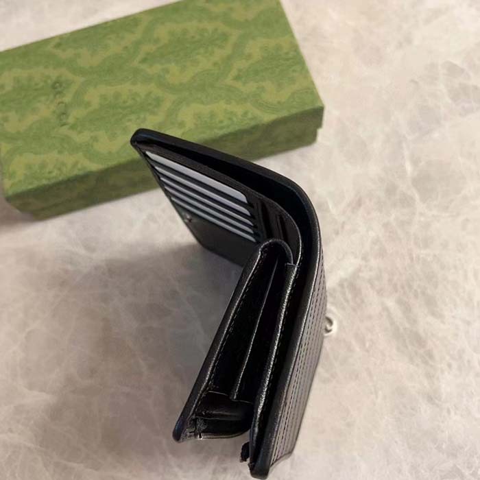 Gucci Unisex GG Gucci Blondie Wallet Black Leather Round Interlocking G Taffeta Lining Style ‎760336 AACP7 1000
