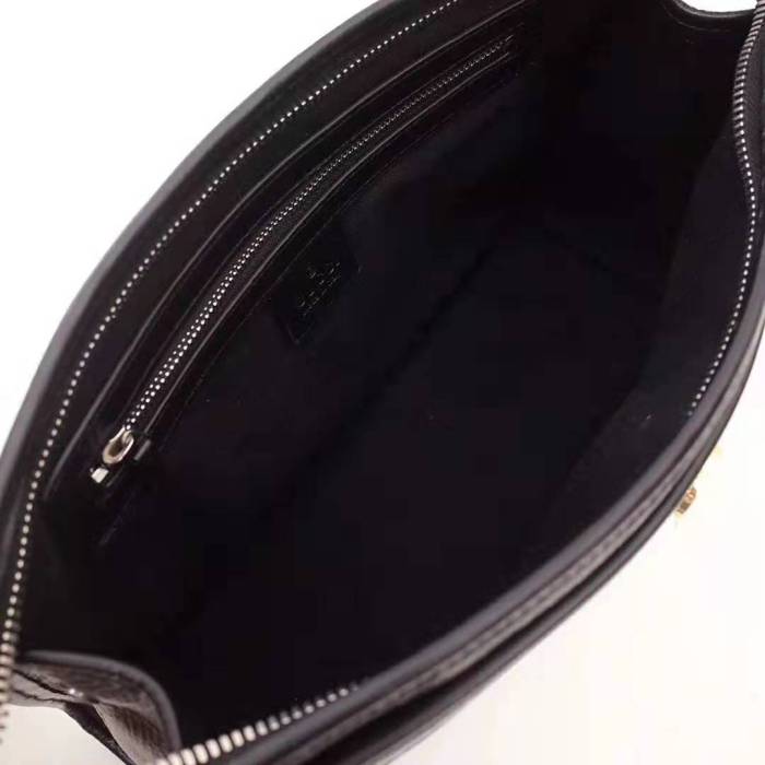 Gucci GG Men Pouch with Interlocking Bag in Black Soft Leather