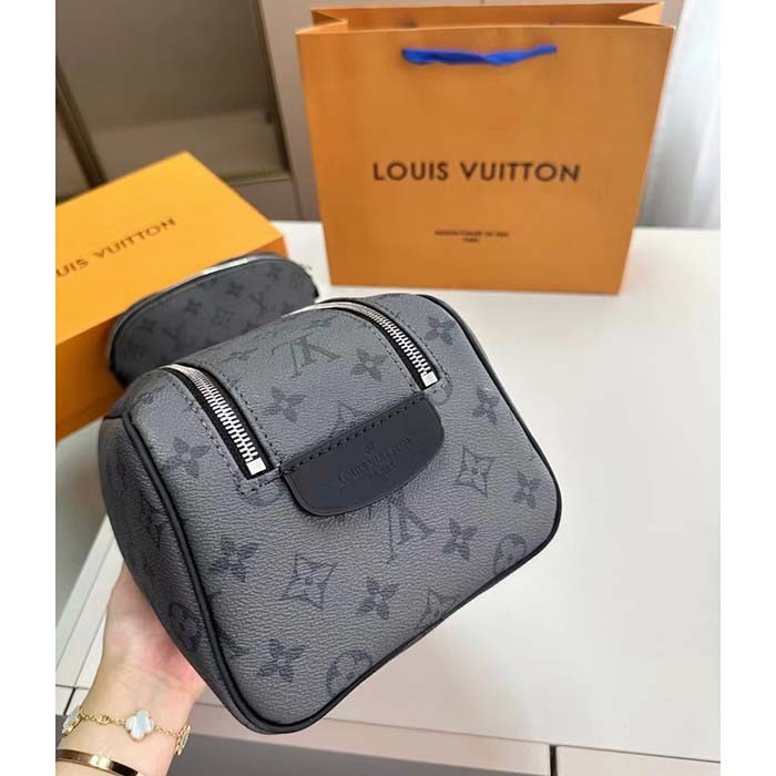 Louis Vuitton LV Unisex Dopp Kit Toilet Pouch Monogram Eclipse Coated Canvas