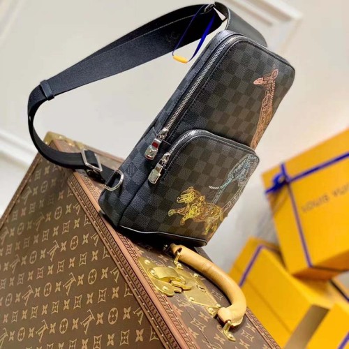 Louis Vuitton LV Unisex Avenue Sling Bag Damier Graphite Coated Canvas